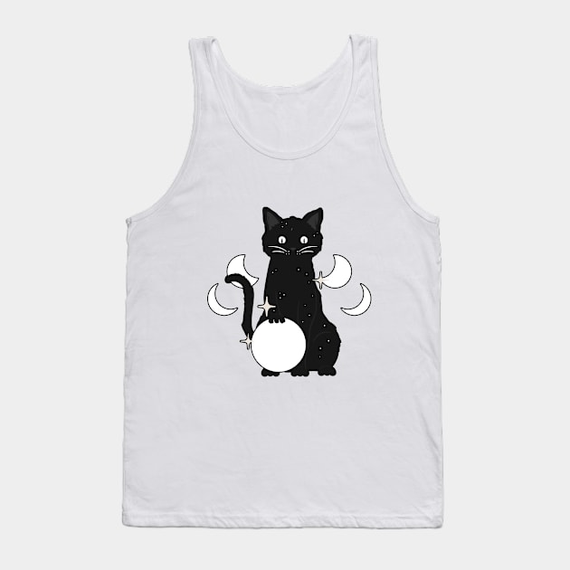 Halloween Witchy Black Cat Tank Top by Mooxy